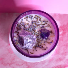 Load image into Gallery viewer, Healing the Heart and Channeling Light Crystal Infused Manifestation Candle