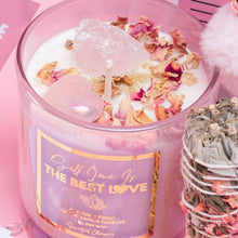 Load image into Gallery viewer, Self Love is the Best Love Crystal Infused Manifestation Candle