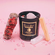 Load image into Gallery viewer, Divine Moon Goddess Crystal Infused Manifestation Candle & Clear the Air Cleanse Kit