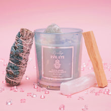Load image into Gallery viewer, Goodbye Evil Eye Crystal Infused Manifestation Candle & Clear the Air Cleanse Kit