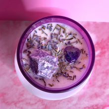 Load image into Gallery viewer, Healing the Heart and Channeling Light Crystal Infused Manifestation Candle
