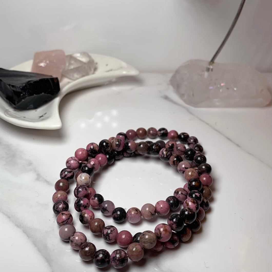 Strength and Intuition Rhodonite Crystal Healing Bracelet