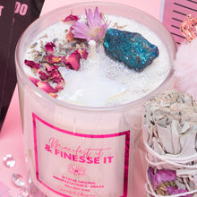 Load image into Gallery viewer, Manifest it &amp; Finesse it Crystal Infused Manifestation Candle
