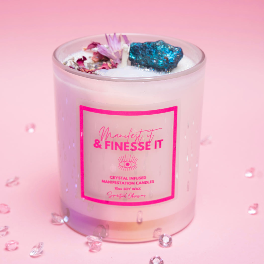 Manifest it & Finesse it Crystal Infused Manifestation Candle