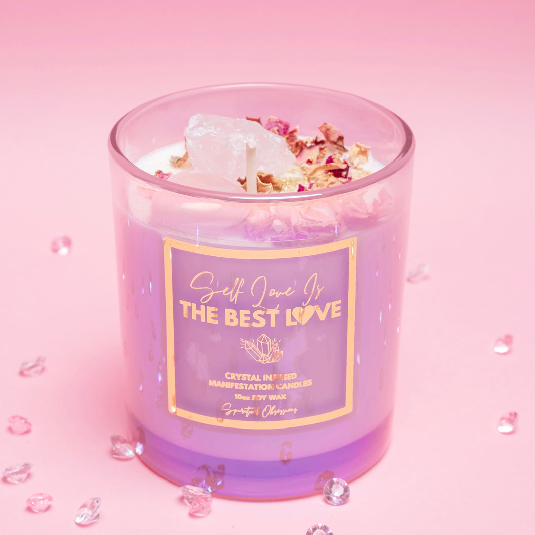 Self Love is the Best Love Crystal Infused Manifestation Candle